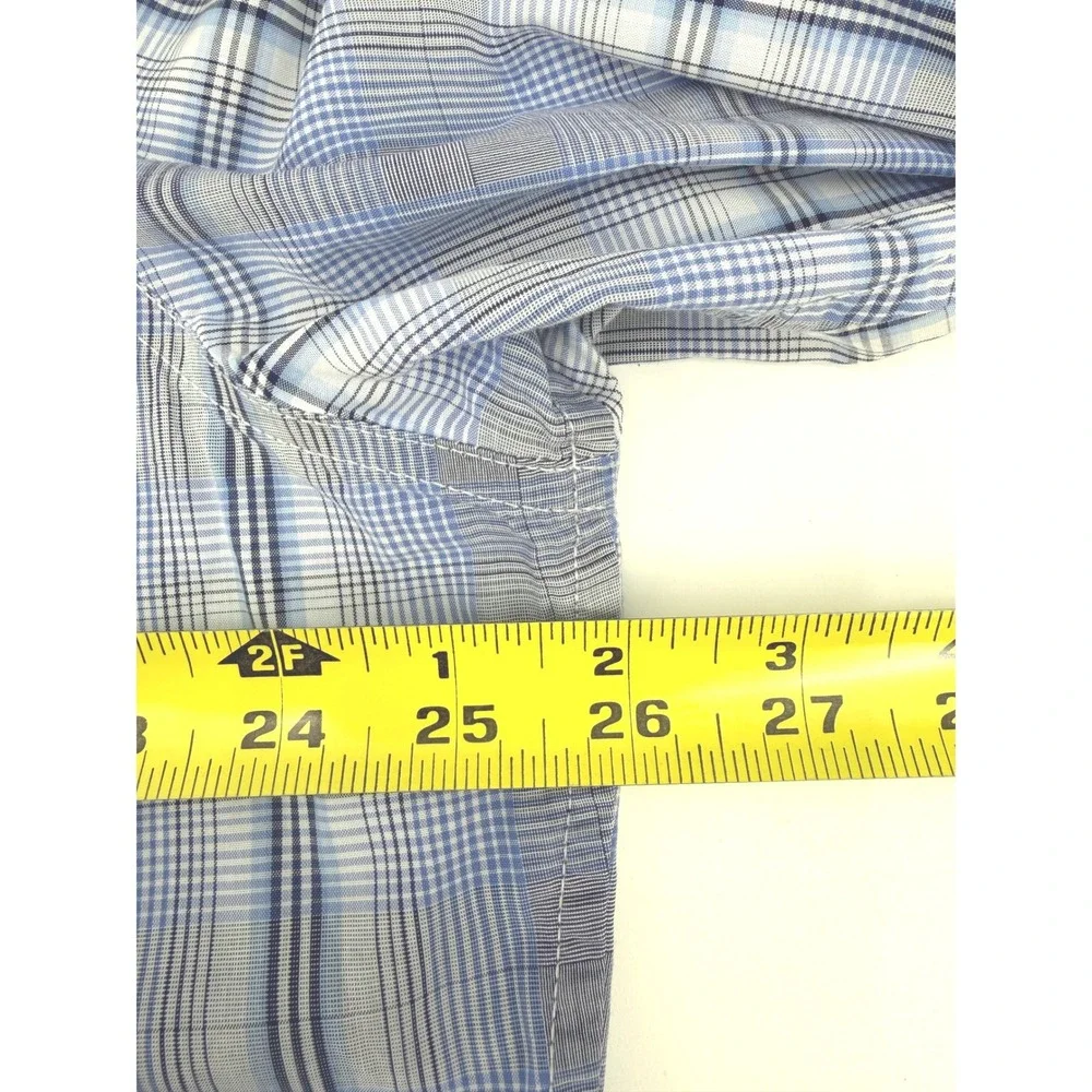 Banana Republic Slim Fit Blue Plaid Shirt Men XL Cotton Button Preppy Casual EUC